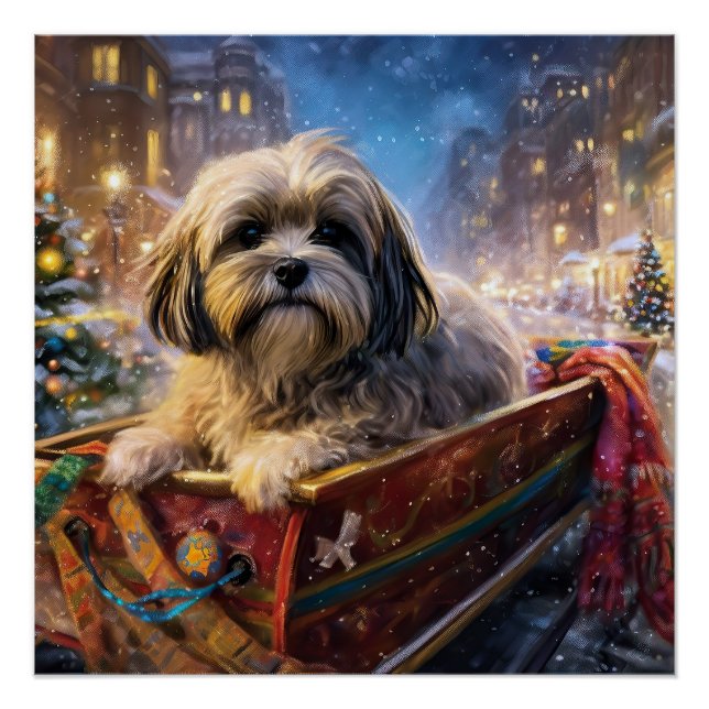 Pôster Lhasa Apso Christmas Fesason Season (Frente)