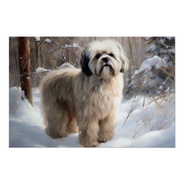 Pôster Lhasa Apso Deixe-A Neve Natal (Frente)