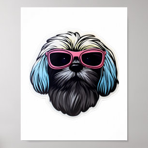 Poster Lhasa Apso em Legal óculos de sol Clássico T-Shirt