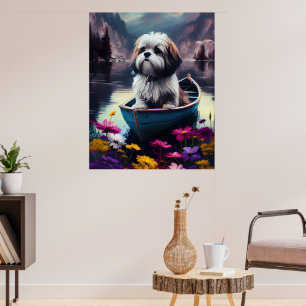 Poster Lhasa Apso em uma Canoa: Uma Aventura Cênica