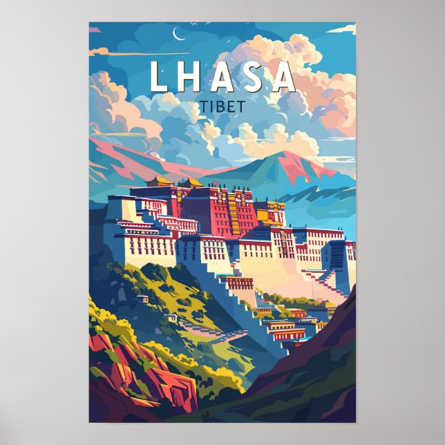 Poster Lhasa Viagem Arte Vintage Tibete (Frente)