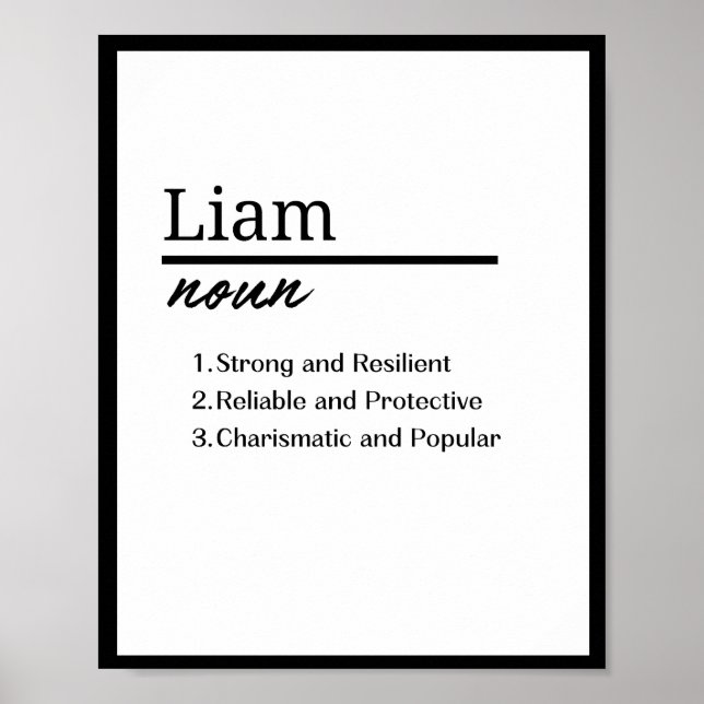 Poster Liam, Definição de Nome Personalizado de Menino (Frente)