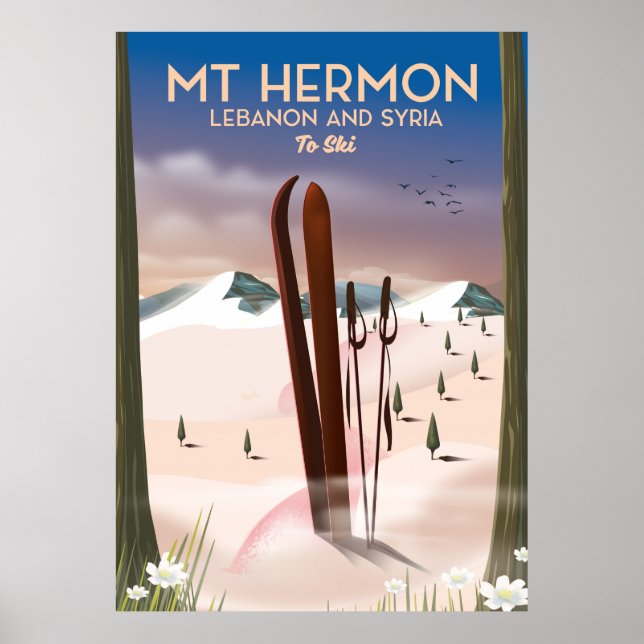 Poster Líbano e Síria Mt Hermon Ski (Frente)