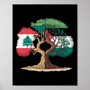 Poster Líbano Palestina Sinalizador Libanês Palestino Uni