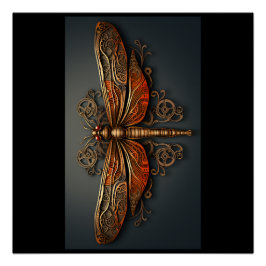 Pôster libélula de metal