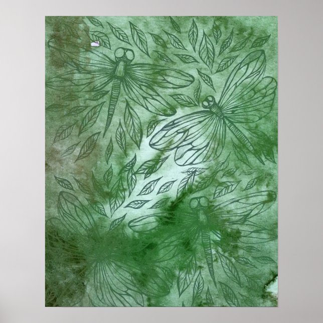 Poster Libélulas Verdes Amantes de Libélulas (Frente)