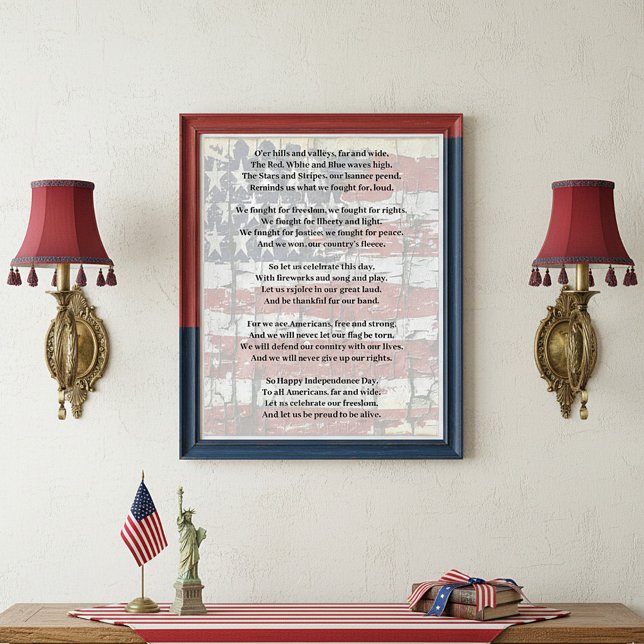 Poster Liberdade americana Poema com bandeira patriótica (Criador carregado)