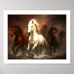 Poster Liberdade - Cavalos Majestosos Galopando