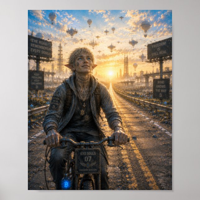 Poster Liberdade / Ciclista / Estrada Vazia (Frente)