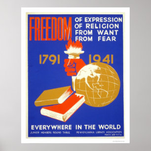 Pôster Liberdade de Roosevelt de todos os WPA 1941