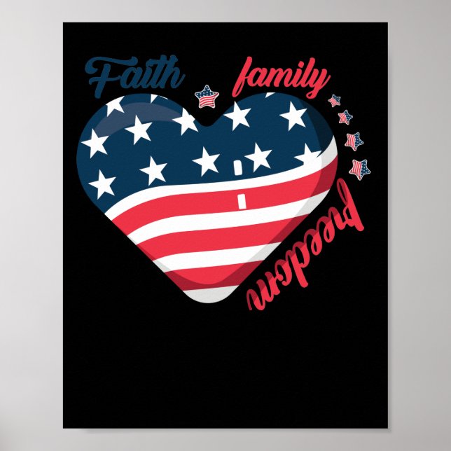 Poster Liberdade Familiar Fé Dia 4 de julho Dia da Indepe (Frente)