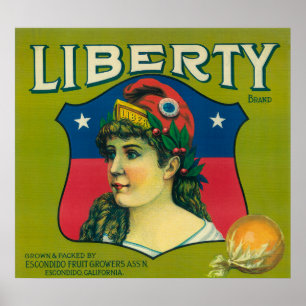 Poster Liberdade LabelEscondido alaranjado, CA
