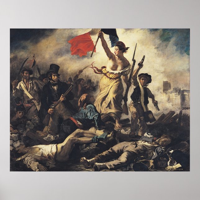 Pôster Liberdade liderando as Pessoas de Eugene Delacroix (Frente)