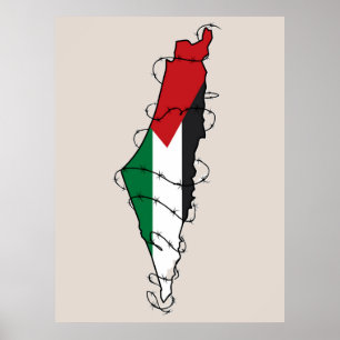 Poster Liberdade Palestina Barbed Wire Mapa da Liberdade