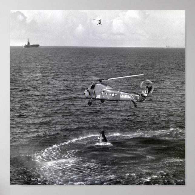 Pôster Liberty Bell 7, Splashdown e recuperação (Frente)