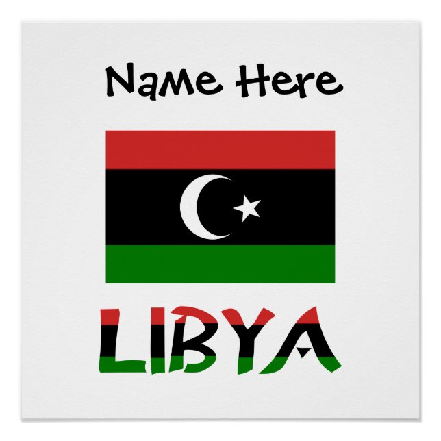 Pôster Líbia Bandeira Líbia Preta Personalização  (Frente)