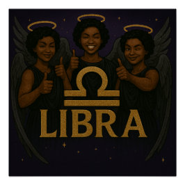 Pôster Libra Black Angel Zodiac - Poster brilhante
