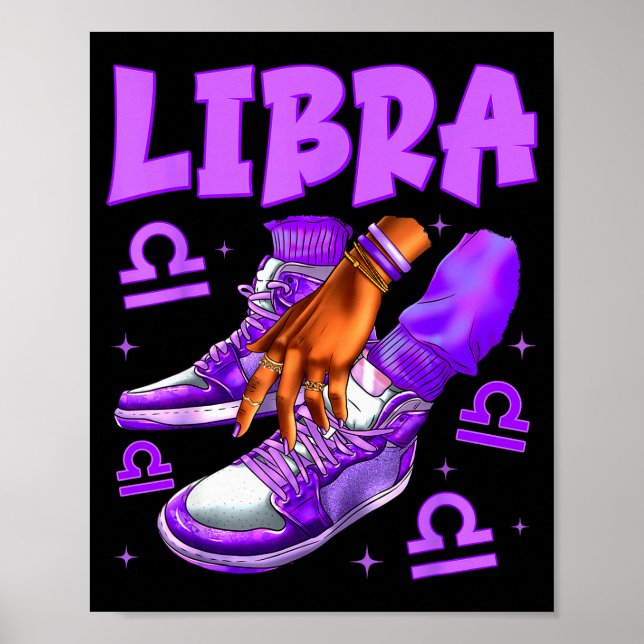 Poster Libra Girl Birthday Black Woman Sneakers Zodiac Si (Frente)