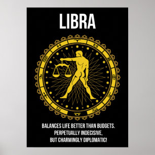 Poster Libra - Horoscópio, Sinal Zodíaco Engraçado Humor