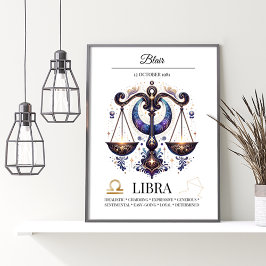 Poster Libra Personalizada Elegante Zodiac Watercolor