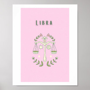 Poster Libra Rosa, zodíaco, signo do zodíaco