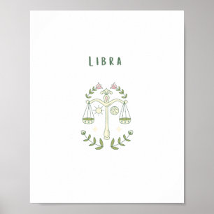 Poster Libra Rosa, zodíaco, signo do zodíaco