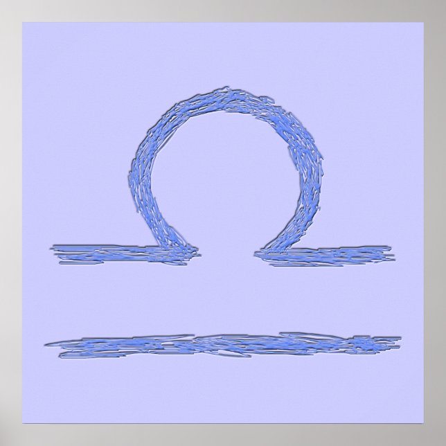 Pôster Libra. Sinal Astrológico Zodíaco. Azul. (Frente)