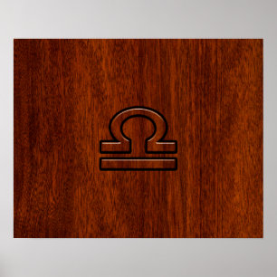 Pôster Libra Zodiac - Símbolo de Mahogany Style Impress