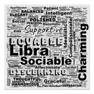 Pôster Libra Zodiac Word Cloud Inspiration Glossy