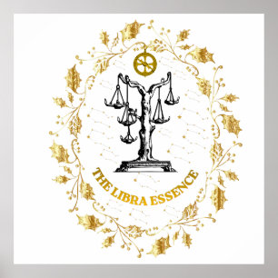 Poster Libra Zodíaco Luxo Estrelas Arte Aesthetic
