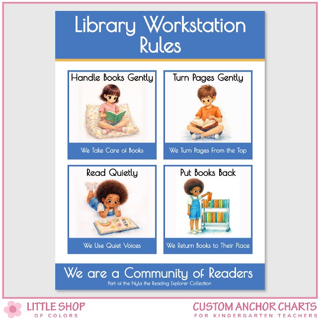 Poster Library Workstation Rules Teacher Anchor Chart (Criador carregado)