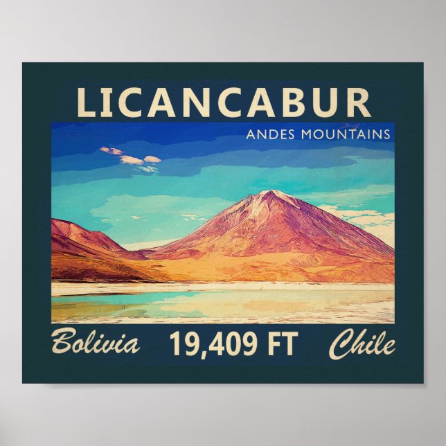 Poster Licancabur South America Vintage (Frente)