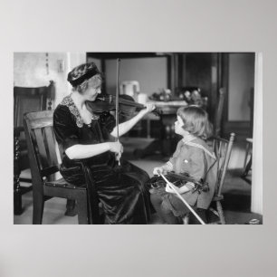 Poster Lição de violino adiantada dos 1900s