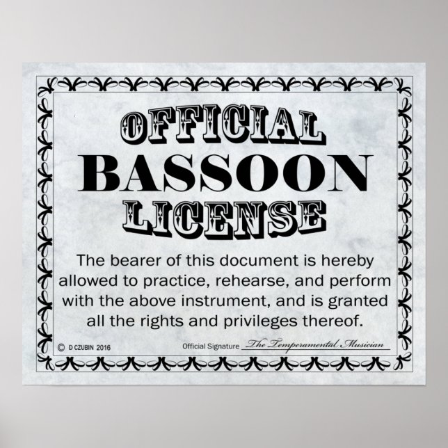 Pôster Licença Bassoon (Frente)