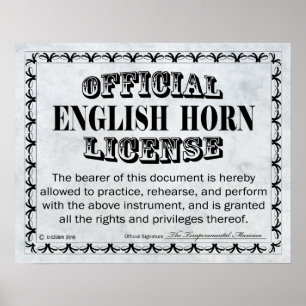 Pôster Licença Inglesa Horn
