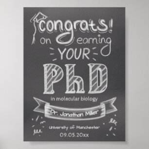 Poster Licenciatura em PhD saudando universidade de chalk