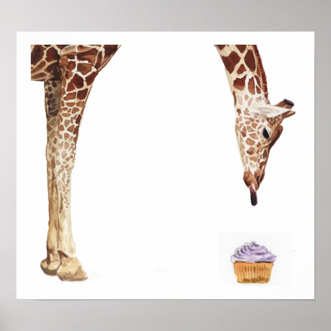 Poster "Licker with Cupcake" Giraffe Watercolor (Frente)