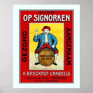 Poster licor belga dos anos 30 com o anúncio da boneca d