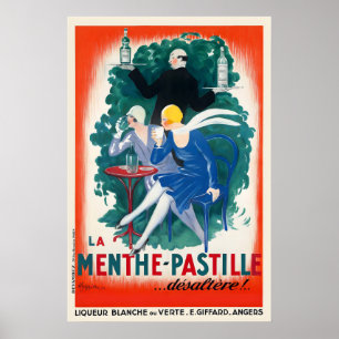 Poster Licor de Pastilha de Menta La Menthe Vintage Comid