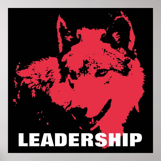 Poster Liderança de Pop de Arte Motivativa Wolf Black Red (Frente)