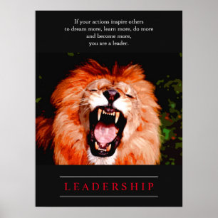 Poster Liderança inspirador do leão