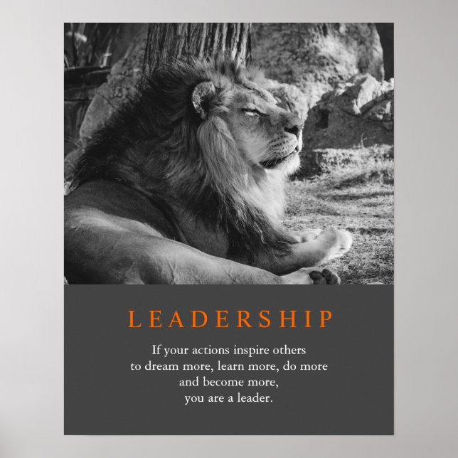 Poster Liderança Motivacional Trendational Lion Black & W (Frente)