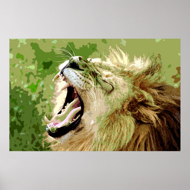 Poster Liderança Motivada Roaring Lion Pop Art (Frente)