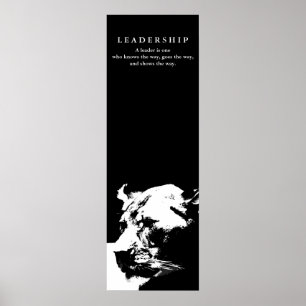 Pôster Liderança Motivativa Lion Black White, fêmea