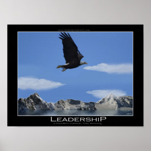 Pôster LIDERANÇA que voam Eagle & montanhas inspiradores