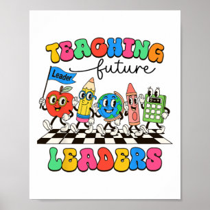 Poster Lideranças Futuras do Ensino Retro Groovy Professo