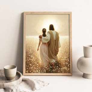Poster Liderar o Caminho, Arte Cristã, Jesus Caminhando c