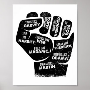 Poster Líderes Negros Inspiradores Punho - Mês da Históri
