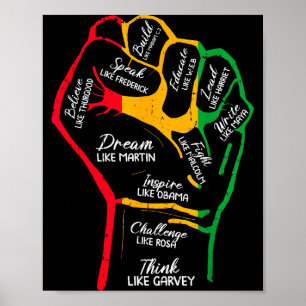 Poster Líderes Negros Inspiradores Punho Poderoso Mão Mês