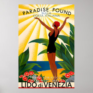 Poster Lido di Venezia Veneza Itália Adriático